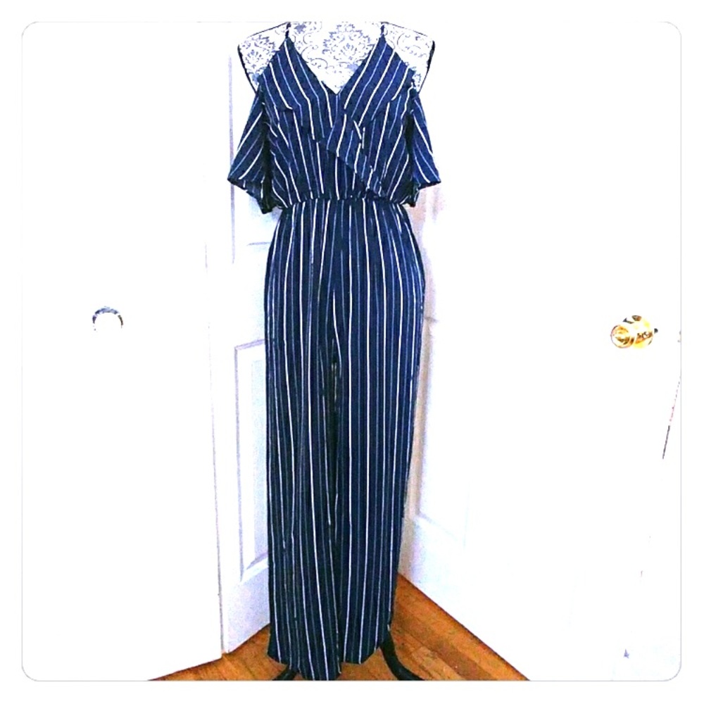 NWT! So fun! Navy and white jumpsuit